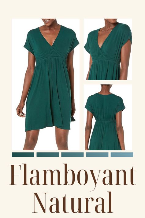 Amazon Essentials Women's Surplice Dress (Available in Plus Size) perfect for a kibbe body type flamboyant natural outfit! I love how simple this one it and I know it would look great with a big chunky necklace and some earrings or a great big bracelet! Flamboyant Natural Earrings, Flamboyant Natural Outfit, Natural Outfit, Natural Earrings, Big Bracelets, Flamboyant Natural, Surplice Dress, Nature Earrings, Natural Women