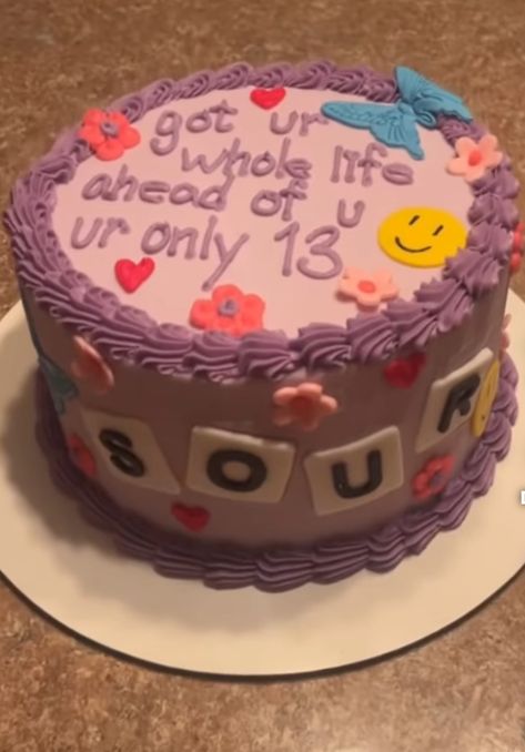 Olivia Rodrigo Bday, Olivia Rodrigo Cakes Ideas, Olivia Rodrigo Cakes Birthday, Olivia Rodrigo Birthday Party Theme, Olivia Rodrigo Party Ideas, Olivia Rodrigo Birthday Cake, Olivia Rodrigo Birthday Party, 13th Birthday Cake Ideas, Olivia Rodrigo Party