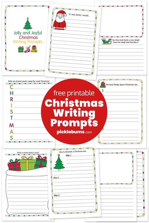 Christmas Writing Prompts for Kids - Free Printable - Picklebums Christmas Writing Paper Free Printable, Christmas Writing Paper, Christmas Writing Prompts, Easter Writing, Halloween Writing Prompts, Free Writing Prompts, Santa Writing, Fun Writing Prompts, Writing Printables