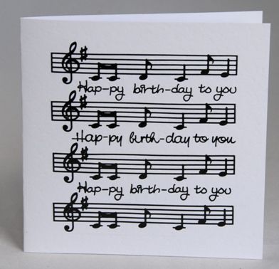 Music Cards Handmade, Happy Birthday Music Notes, Bf Bday, Musical Birthday Cards, Handmade Postcards, Birthdays Cards, Happy Birthday Music, Musical Cards, Birthday Card Designs