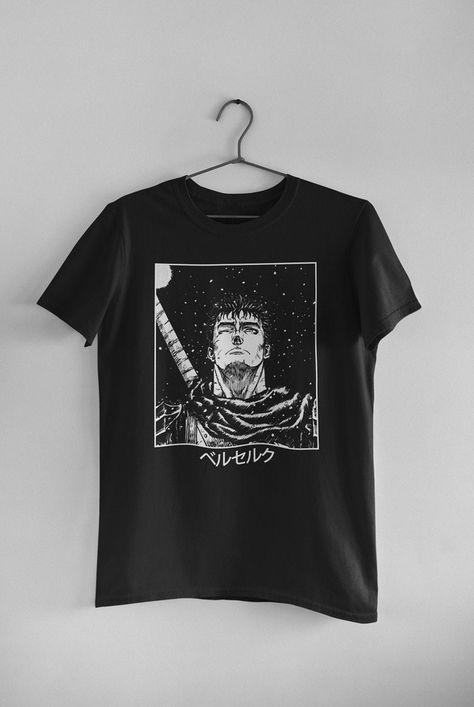 Guts Anime, Guts Aesthetic, Berserk T Shirt, Japanese Shirt, Tshirt Printing Design, Anime Sweatshirt, Anime Tees, Cartoon Portrait, Dog Sweatshirt