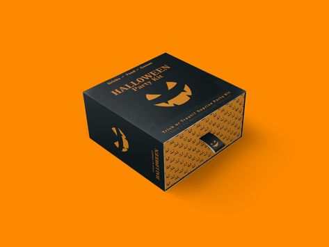 Halloween Packaging, Halloween Boxes, Halloween Box, Halloween Themed Food, Halloween Party Games, Surprise Box, Spooky Designs, Box Packaging Design, Party Kit