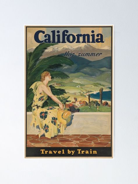 Hollywood Travel, Travel By Train, Train Posters, California Poster, California Wall Art, Vintage Advertising Posters, California Print, Train Art, Vintage California