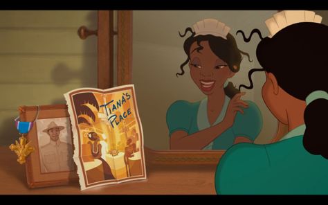 After coming back home from a tough hard day and night of work she puts her tips in a jar for her restaurant she has always dreamed of and dreams about it more. Tiana Core, Disney Amor, Disneyland Rides, Princesa Tiana, Disney Princess Tiana, Images Disney, Wallpaper Disney, Disney Nerd, Film Disney