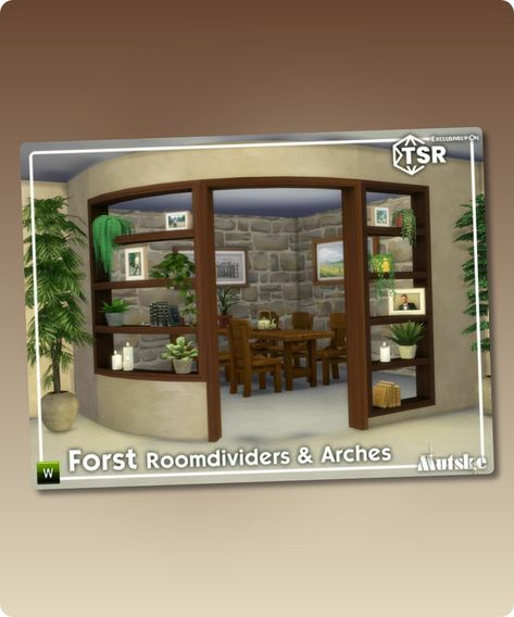 Sims 4 Object CC: Forst Curved Bookcases And Arches Model 3 By Mutske Sims 4 Curved Walls, Hall House, Sims 4 Cc Download, Curved Wall, Arch Model, Curved Wood, Curved Walls, Best Sims, Sims 4 Cc Finds