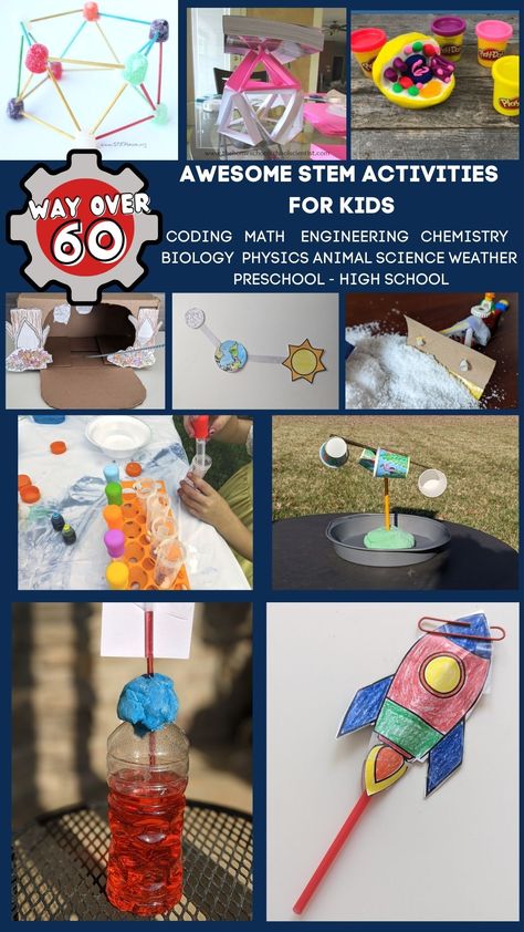 Over 65 STEM activities for kids, includes STEM for preschool, STEM challenges for middle school and high school. All can be done with common materials. Coding activities, engineering activities, math activities, and more! Computer Activities For Kids, Thanksgiving Stem Activities, Math Stem Activities, Summer Stem Activities, Summer Science Activities, Christmas Stem Activities, Stem Activities Kindergarten, Coding Activities, Chemistry Activities