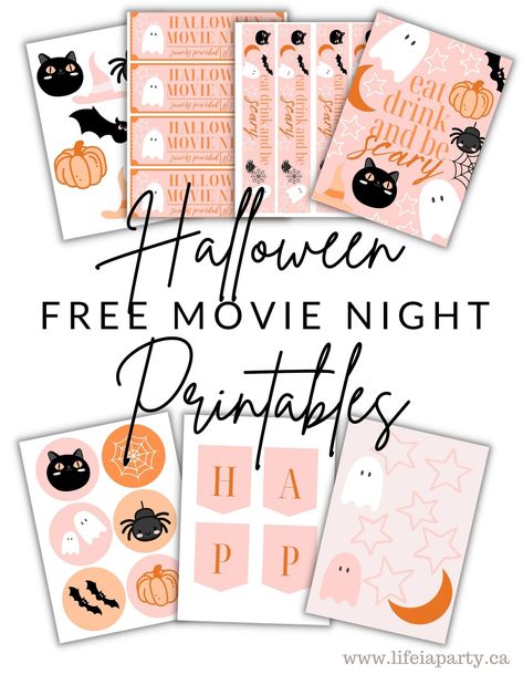 Halloween Movie Ticket, Popcorn Bar Ideas, Halloween Movie Night Party, Movie Night Printables, Cupcake Pics, Movie Night Tickets, Halloween Banners, Movie Night Invitations, Movie Night For Kids