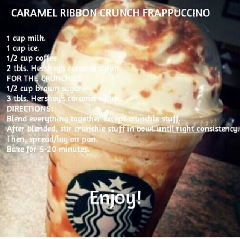 Caramel Ribbon Crunch Frappuccino Diy Caramel Ribbon Crunch Frappuccino, How To Make A Starbucks Carmel Ribbon Crunch Frap, How To Make A Carmel Ribbon Crunch Frappuccino At Home, Carmel Ribbon Crunch Frappe Starbucks, Carmel Ribbon Crunch Starbucks Copycat, Starbucks Oat Bars, Caramel Ribbon Crunch Frappuccino, Ribbon Crunch Frappuccino, Caramel Ribbon Crunch