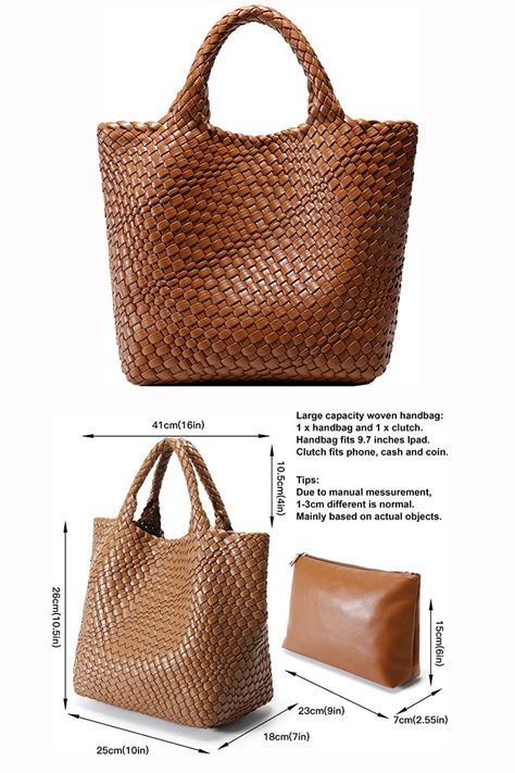 Obsessed with this perfect saddle color vegan leather tote for only $60, absolutely coming with me for Summer trips! Apricot Clothing, Travel Handbag, Vegan Leather Tote Bag, Vegan Leather Tote, Travel Handbags, Neutral Fashion, Beach Travel, Woven Bag, Shopper Bag