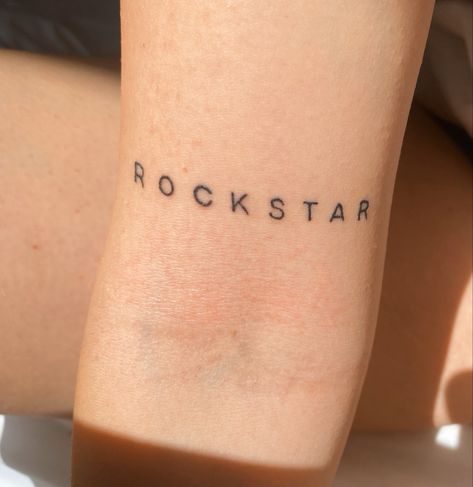 Rock Star Tattoo Ideas, Rockstar Gf Tattoo Ideas, Small Rockstar Tattoo, Nickelback Tattoo Ideas, Rockstar Girlfriend Tattoos, Rockstar Tattoo Ideas, Nickelback Tattoo, Rock And Roll Tattoos, Rock Sign Tattoo