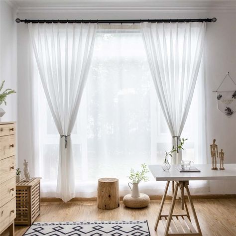 White Living Room White Curtains, Transparent Curtains Living Room, White Curtains Living Room, Transparent Curtains, Sheers Curtains Living Room, Curtain Living Room, Room Decor Curtains, Curtain Modern, White Sheer Curtains