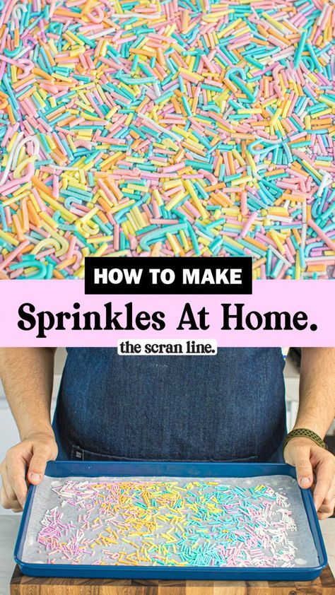 How To Make Sprinkles At Home. - www.thescranline.com How To Make Sprinkles, Making Sprinkles, Make Sprinkles, Homemade Sprinkles Recipe, Homemade Sprinkles, Icing Sprinkles, The Scran Line, Scran Line, Healthy Cakes