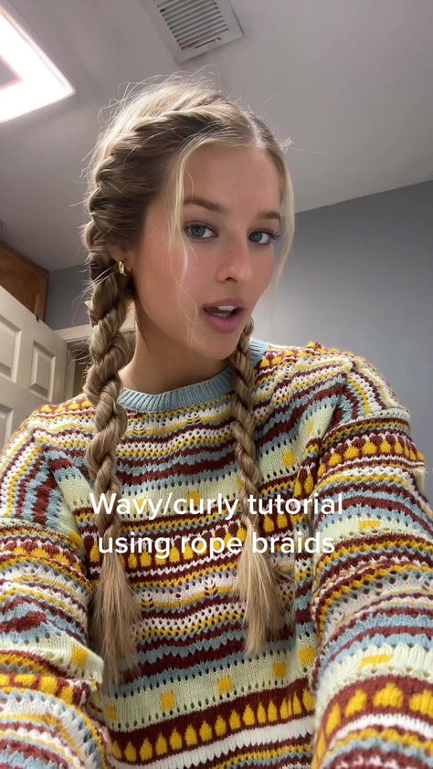 TikTok · 👸🏼 Rope Braids Tutorial, Curly Tutorial, Rope Braid Tutorials, Rope Braided Hairstyle, French Braids Tutorial, Rope Braids, Rope Braid, Braid Tutorial, French Braid