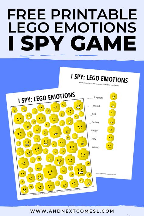 This free LEGO emotions I spy printable game is perfect for kids who love LEGO! They'll love searching and counting for the different LEGO faces. #ispyprintable #ispygames #LEGO #LEGOactivities #emotions Lego Emotions, Fun Mind Games, Mind Games For Kids, Lego Therapy, I Spy Printable, Lego Faces, Spy Games For Kids, Emotions Game, Printable Lego