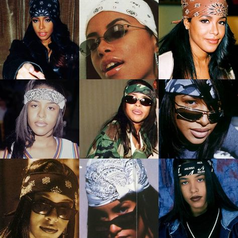 Her bandanas 😍🔥 #Aaliyah #Missdanahaughton 90s Fashion Aaliyah Outfit, Aaliyah Bandana Outfit, Aaliyah Style 90s, Aaliyah With Bandana, Aaliyah Magazine, Aaliyah Haughton Photoshoot, Aaliyah Outfits, Aaliyah At Your Best, Aaliyah Aesthetic