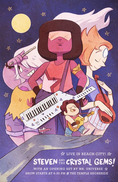 Steven Universe Poster, The Crystal Gems, Band Poster, Cartoon Posters, Poster Room, Steven Universe Fanart, Universe Art, Vintage Poster Art, Anime Wall Art