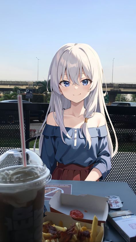 #elaina Anime Real Life, Ayang Ku, Anime Date, Cool Anime Backgrounds, Picture Collection, Light Novel, Anime Background, An Anime, White Hair