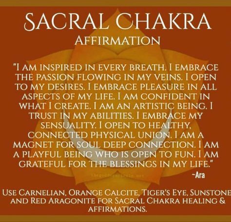 Sacral Chakra Affirmation, Chakra Affirmations, Orange Calcite, Sacral Chakra, I Am Grateful, Of My Life, Chakra, Affirmations, Crystals