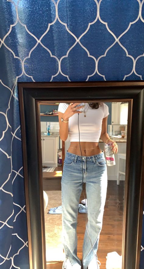 Body chain low rise jeans college party outfit Low Rise Jeans Party Outfit, Bodysuit With Low Waist Jeans, Dark Low Rise Jeans Outfit, College Darty Outfits, Low Rise Jeans With Bodysuit, Darty Outfits, Alt Low Rise Jeans Outfit, Body Chain Outfit, College Party Outfit