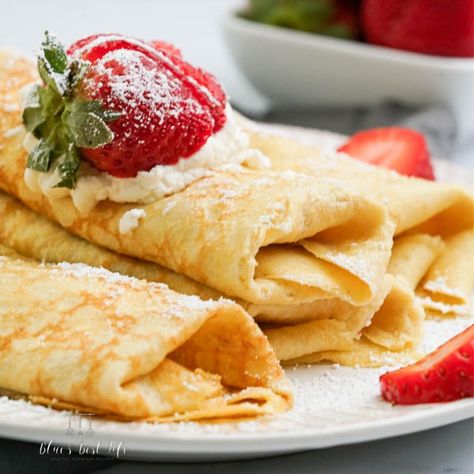 Almond Flour Crepes (Gluten-Free) - Blues Best Life Almond Flour Crepes, Healthy Crepe Recipes, Gluten Free Crepes Recipe, Low Carb Crepe, Healthy Crepes, Gluten Free Banana Cake, Gluten Free Crepes, Easy Crepe Recipe, Crepe Recipe