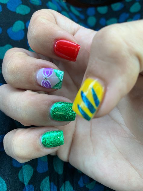 Disney Nails Ariel, Little Mermaid Nails Designs, Up Nails Disney, Disney Movie Nails, Ariel Nail Art, Ariel Nails Disney, The Little Mermaid Nails, Disney Character Nails, Ariel Nails