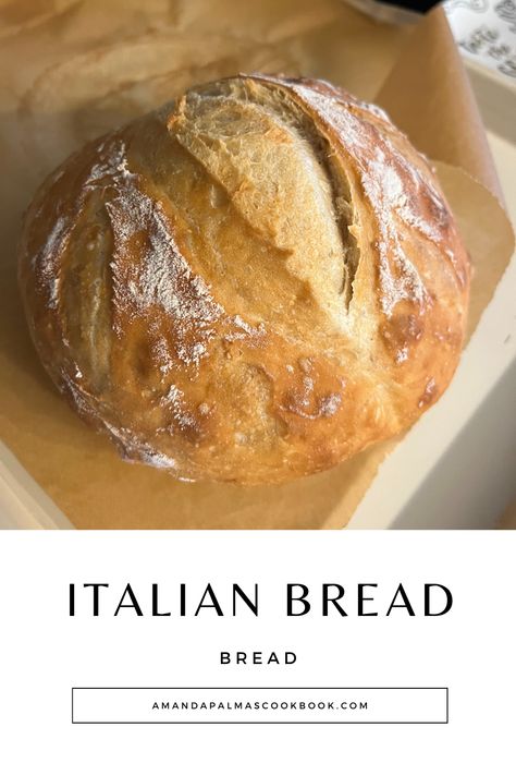 Homemade Italian Bread Recipe No Knead Italian Bread Dutch Oven, Italian Artisan Bread, Diy Italian Bread, Crusty Italian Bread Machine Recipe, Best Italian Bread Recipe, Cast Iron Bread Dome Recipes, Calabrese Bread Recipe, How To Make Italian Bread, Artesian Bread Dutch Oven