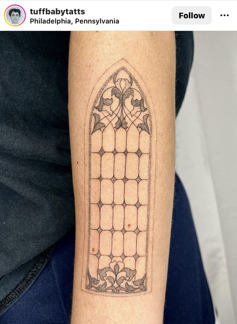 Glass Window Tattoo, Stained Glass Window Tattoo, Window Tattoo, Stained Glass Tattoo, Lace Tattoo Design, 16 Tattoo, Nouveau Tattoo, Tattoo Shading, Catholic Churches