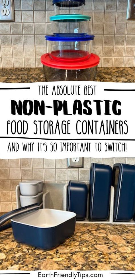 Picture of glass food storage containers and ceramic food storage containers with text overlay The Absolute Best Non-Plastic Food Storage Containers and Why It's so Important to Switch Eco Friendly Food Storage Containers, Eco Friendly Storage Containers, Plastic Free Freezer Storage, Leftover Container Storage Ideas, Non Plastic Storage Ideas, Best Freezer Storage Containers, Plastic Free Pantry, Non Toxic Food Storage, Freezer Containers Storage