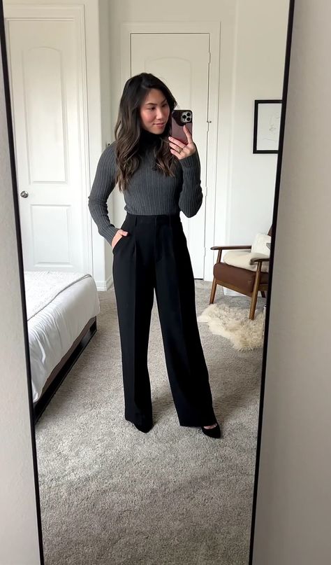 All Black Dress Pants Outfit, Fbla Outfits Business Attire Dress Codes, Women’s Black Slacks Outfit, Slacks Outfit Women Formal, Business Casual Outfits Teen Girl Black, Black Dress Pants Teacher Outfit, Womens Dress Slacks Outfits, Outfit Ideas Dress Pants, Styling Slacks Casual