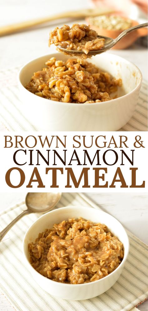 a bowl of oatmeal Homemade Cinnamon Oatmeal, How To Flavor Oatmeal, Oatmeal With Cinnamon, Quick Cook Oats Recipes Breakfast, Homemade Brown Sugar Oatmeal, One Minute Oats Recipes, High Calorie Oatmeal, Oatmeal With Water Recipes, How To Eat Oatmeal When You Dont Like It