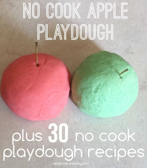 Have fun with no cook Apple playdough AND see 30 more no cook playdough recipes! No Cook Playdoh, Apple Pie Playdough, Apple Playdough, How To Make Playdoh, No Cook Playdough, Cooked Playdough, Fashion Education, Dough Ideas, Craft Recipes