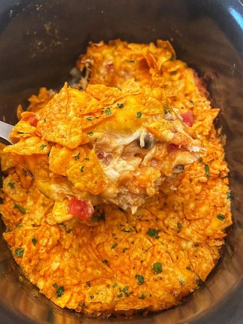 KING RANCH CASSEROLE WITH DORITOS - Crockpots and Flip Flops Crockpot Chicken Casserole, Doritos Chicken Casserole, Doritos Chicken, King Ranch Casserole, Chicken Dorito Casserole, King Ranch Chicken Casserole, Dorito Chicken, Chicken Spaghetti Casserole, Dorito Casserole