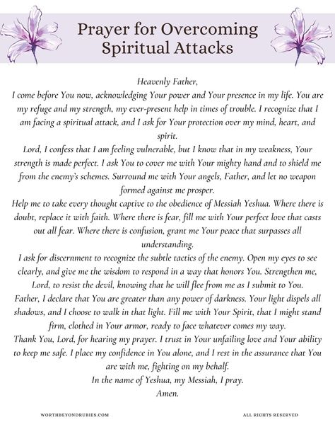 Get your free printable prayer for protection and strength from spiritual attacks along with a prayer request sheet where you can record your prayers and answers! Prayer For Spiritual Attack Protection, Prayers For Spiritual Attacks, Prayer For Spiritual Attack, Spiritual Attack Signs, Protection Prayer Spiritual, Prayer Against Spiritual Attack, Prayers Against Spiritual Attacks, Morning Declarations, Christian Glowup