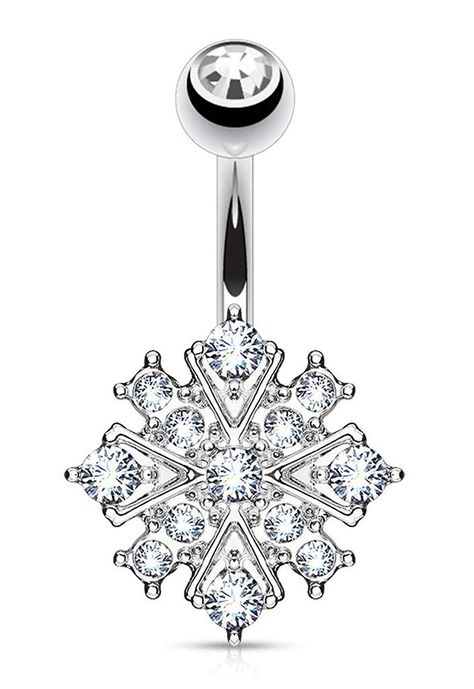 Forbidden Body Jewelry Surgical Steel Crystalline Paved Snowflake Belly Button Ring *** Thank you for visiting our picture. (This is an affiliate link) #piercingjewelry Belly Button Rings Gold, Rose Clothing, Detailed Jewelry, Body Jewelry Piercing, Belly Button Ring, Button Rings, Button Ring, Belly Ring, Rings Gold