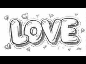 How to Draw Love in Bubble Letters - Write Love in Graffit Letters - YouTube Easy Graffiti Letters, Draw Love, Easy Graffiti, Bubble Letter Fonts, Graffiti Art Letters, Name Drawings, Love Graffiti, Graffiti Words, Love Coloring Pages