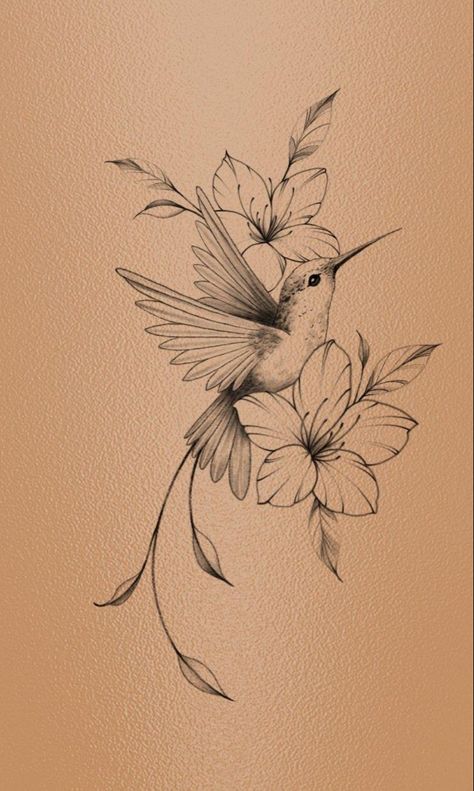 Hummingbird Tattoo Black, Hummingbird Flower Tattoos, Tattoo Designs With Meaning, Designs With Meaning, Bird Tattoos For Women, Tasteful Tattoos, Inspiration Tattoos, Tatuaje A Color, Hummingbird Tattoo