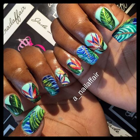 Bird of Paradise #nails #nailart #nailprodigy #nailpromote #nailstagram #houston #houstonnails #vegas_nay #birdofparadise #tropical Bird Of Paradise Nails, St Marteen, Paradise Nails, Her Nails, Favorite Flowers, Bird Of Paradise, Birds Of Paradise, Nails Design, Nails Nailart