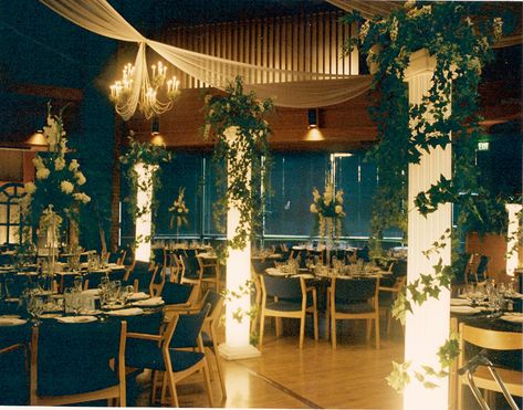 Decoration Ideas Pillars Decor, Hall Decoration Ideas, Pillar Decorations, Decoration Ideas Wedding, Wedding Pillars, Masquerade Prom, Wedding Reception Hall, Hall Decoration, Wedding Hall Decorations