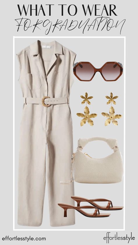 Belted Linen Jumpsuit | how to accessorize a jumpsuit | how to dress up a jumpsuit | fun summer accessories | brown sandals for summer | affordable summer accessories | What To Wear For Graduation | Linen Jumpsuit Outfit | Summer Jumpsuit Outfit | All Neutral Look Linen Jumpsuit Outfit Summer, Dress Up A Jumpsuit, Beige Jumpsuit Outfit, How To Dress Up A Jumpsuit, What To Wear For Graduation, Linen Jumpsuit Outfit, Jumpsuit Outfit Summer, Summer Jumpsuit Outfit, Beige Jumpsuit