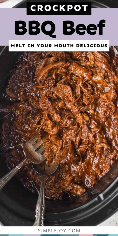 The flavor of this BBQ Beef recipe is absolutely perfect. My mom's recipe for Crockpot BBQ Beef will become a family favorite for you too. Barbecue Brisket Crockpot, Crockpot Bbq Beef Roast, Bbq Beef Crockpot Easy, Bbq Arm Roast Crockpot, Chuck Roast Crock Pot Recipes Bbq Pulled Beef, Bbq Beef Sandwiches Crockpot, Instant Pot Bbq Beef Sandwiches, Crockpot Bbq Beef Sandwiches, Bbq Pulled Beef Crockpot