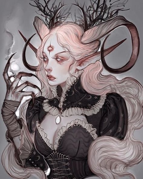 Love this character design by @naz.nemati. Dnd Demon, Demon Elf, Elf Sorceress, Half Elf, Half Demon, Dnd Art, Aesthetic People, Arte Fantasy, Character Ideas