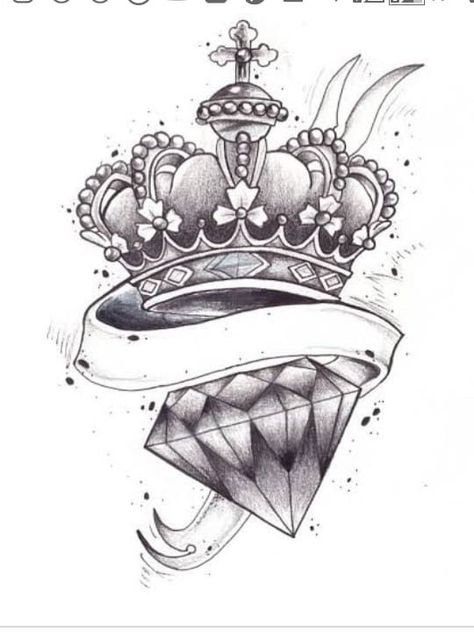 Tato 3d, Crown Tattoos For Women, Diamond Tattoo Designs, Card Tattoo Designs, Crown Tattoo Design, Gangsta Tattoos, Kunst Tattoos, Diamond Tattoos, Muster Tattoos