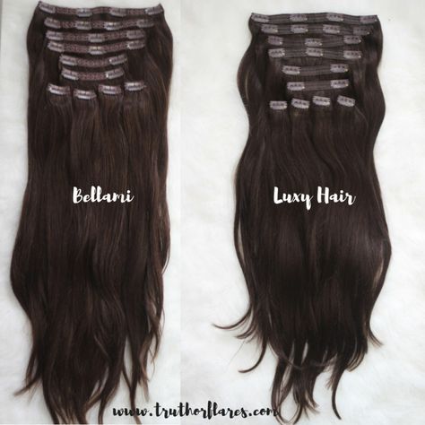 Luxy Hair vs Bellami Cashmere Hair, Diy Hair Extensions, Bellami Hair Extensions, Luxy Hair Extensions, Hair Extensions Before And After, Luxy Hair, Black Hair Extensions, Long Hair Extensions, Halo Hair Extensions