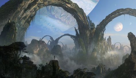 Malmok (Stone arches) Exoplanet Landscape, Dylan Cole, Stone Arches, Labyrinth Art, Character Design Tips, Dylan And Cole, Stone Arch, Pandora Avatar, Landscape Concept