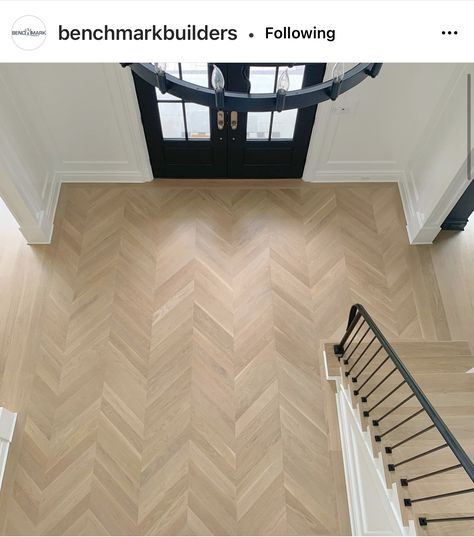 Foyer Flooring, Wood Floor Design, Herringbone Wood Floor, Floor Renovation, Floor Tile Design, Herringbone Floor, House Stairs, Timber Flooring, House Flooring