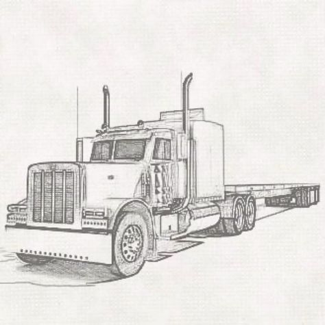 Semi Truck Tattoo, Semi Truck Tattoo Ideas, Semi Truck Drawing, How To Draw A Semi Truck, Kenworth Drawing, Semi Truck Silhouette, Gangster Drawings, Truck Tattoo, Fire Icons