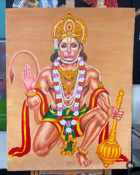 Hanuman Ji Colour Drawing, Hanuman Art Artworks, Panchmukhi Hanuman Ji Drawing, Hanuman Ji Painting Acrylic, Hanuman Rangoli Design, Bajrangbali Drawing, Hanumanji Painting, Hanuman Ji Painting, Hanuman Sketch