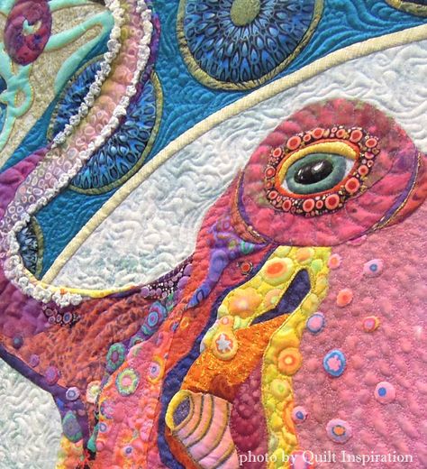 Quilt Inspiration: Highlights of the Pacific International Quilt Festival - Part 5 Octopus Quilt, Felting Inspiration, Collage Quilts, Digital Art Journal, Colour Flowers, International Quilt Festival, Sewing Machine Quilting, Song Of The Sea, Closeup Photo