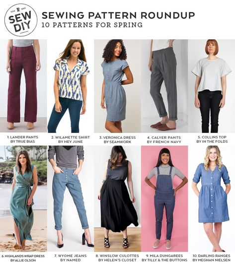 DIY Roundup – 10 Sewing Patterns for Spring | Sew DIY Clothes Patterns For Women, Diy Clothes Patterns, Women Sewing, Spring Sewing, Sewing Shirts, Diy Clothes Videos, Diy Wardrobe, Diy Fashion Clothing, Diy Sewing Pattern