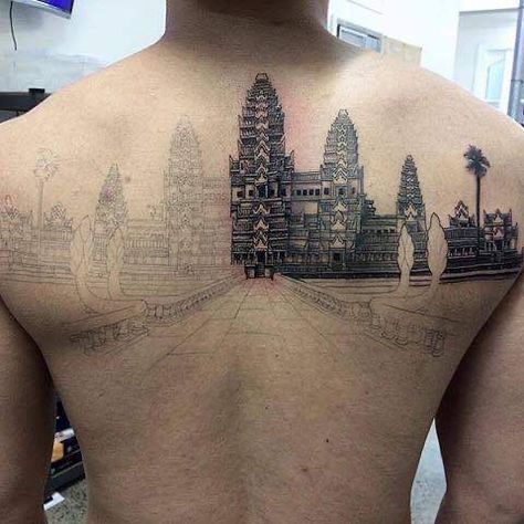 Angkor Wat Tattoo, Khmer Poster, Cambodian Tattoo, Koi Tattoo Sleeve, Khmer Tattoo, Buddha Tattoos, Koi Tattoo, Cambodia Travel, Dope Outfits For Guys